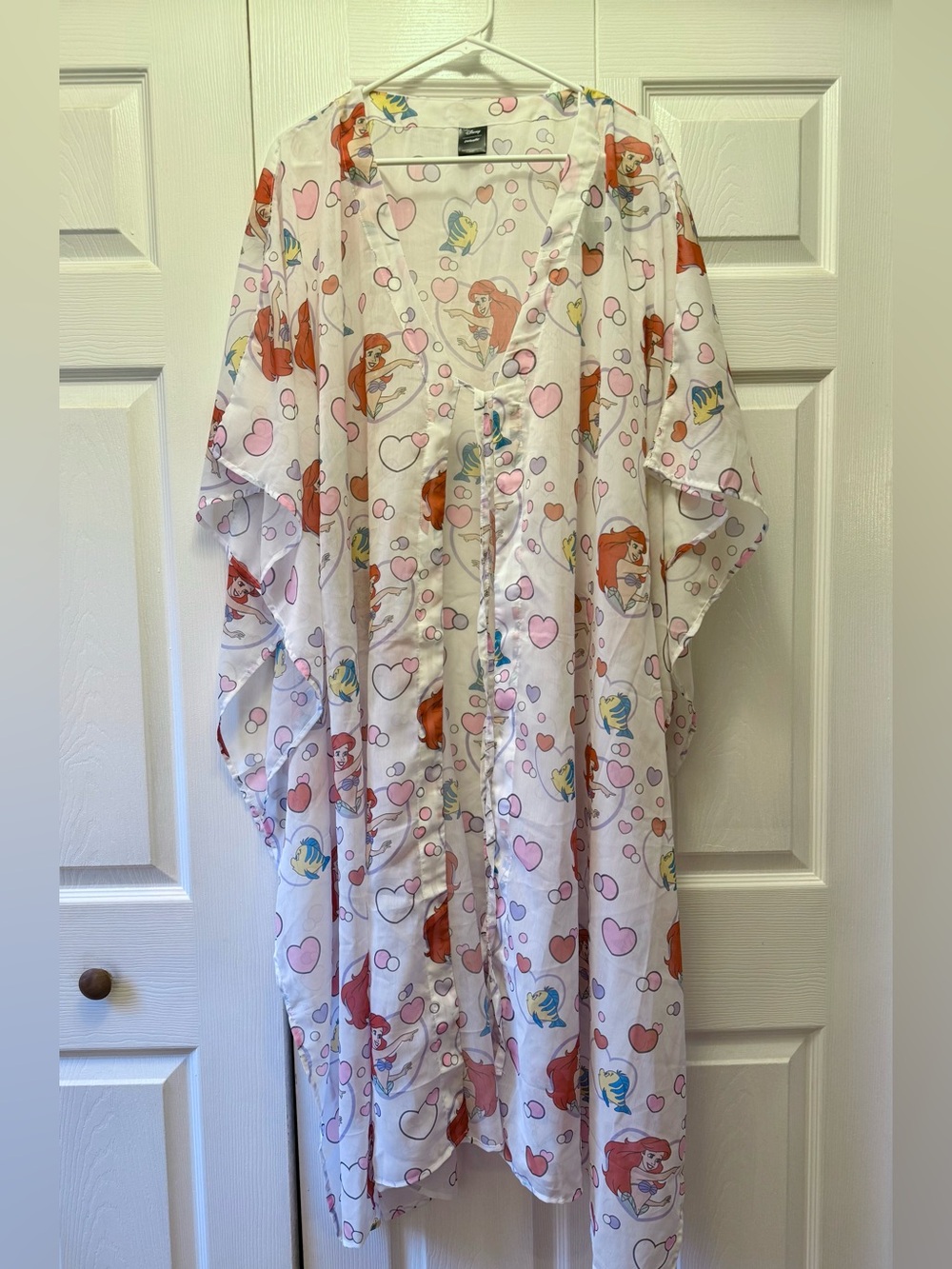 Disney Little Mermaid Ariel Print Beach Cover-Up - Pink & White NWT - Picture 4 of 8